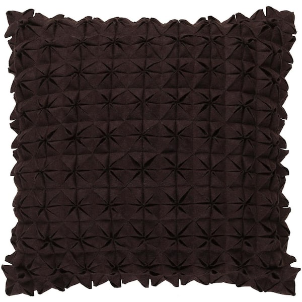 Livabliss Capener Dark Brown Solid Polyester 20 in. x 20 in. Throw Pillow