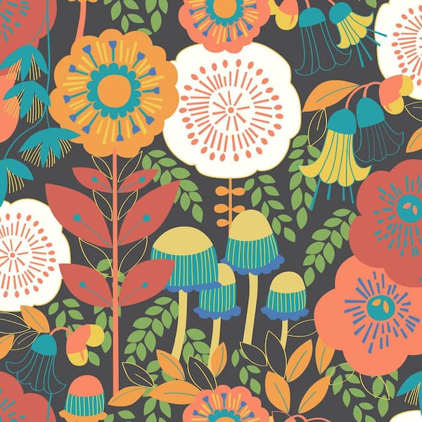 Dream Garden Dark Brown Peel and Stick Wallpaper
