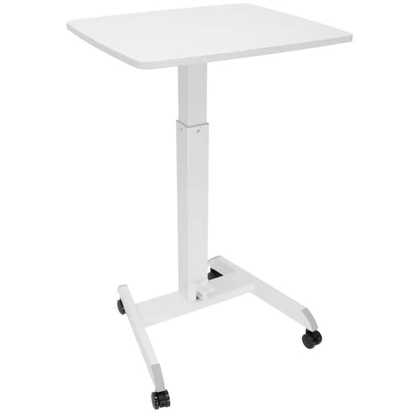 mount-it! 23.6 in. Wide Height Adjustable Rolling Laptop Desk with Wheels, Sit Stand Mobile Workstation Cart with Spring Lift