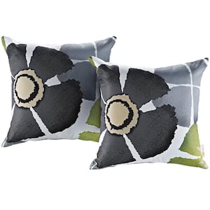 Patio Square Outdoor Throw Pillow Set in Botanical (2-Piece)