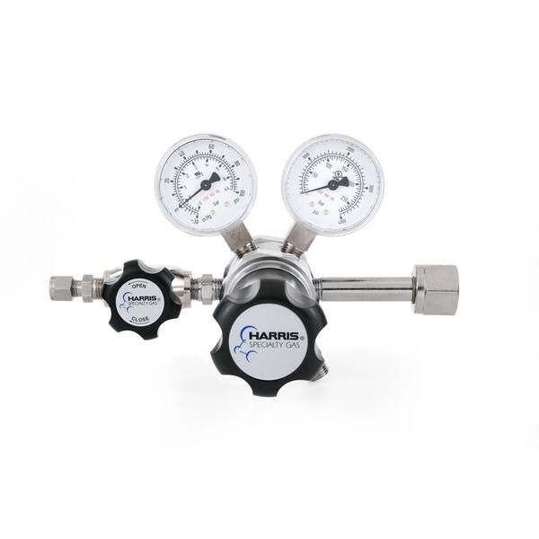 Harris 0 PSI to 50 PSI 2-Stage CGA 540 Chrome-Plated, 1/4 in. Compression Fitting, Oxygen Specialty Gas Lab Regulator