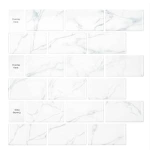 Peel and Stick White Irregular Cracks Backsplash Tile 12 in. x 12 in. Vinyl Wall Tile 10-Pack