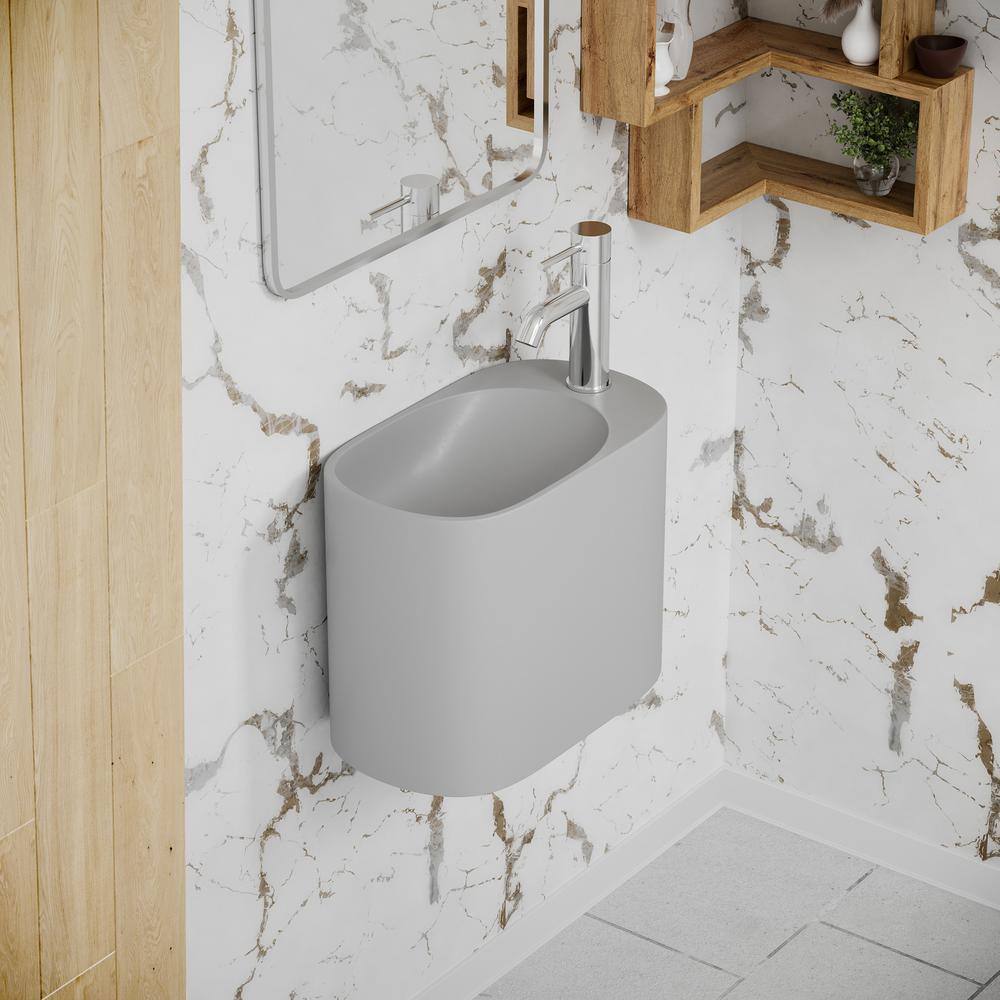 Terre 17.5" Gray Ceramic Wall-Mount Bathroom Sink