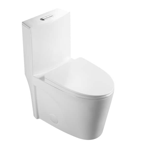 FAMYYT Toasp 1-Piece 1.1/1.6 GPF Dual Flush Elongated Toilet in White, Seat Included