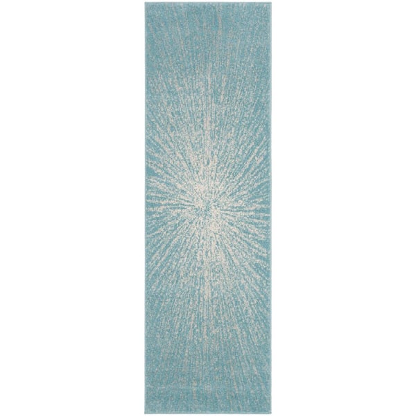 SAFAVIEH Evoke Aqua/Ivory 2 ft. x 7 ft. Geometric Runner Rug