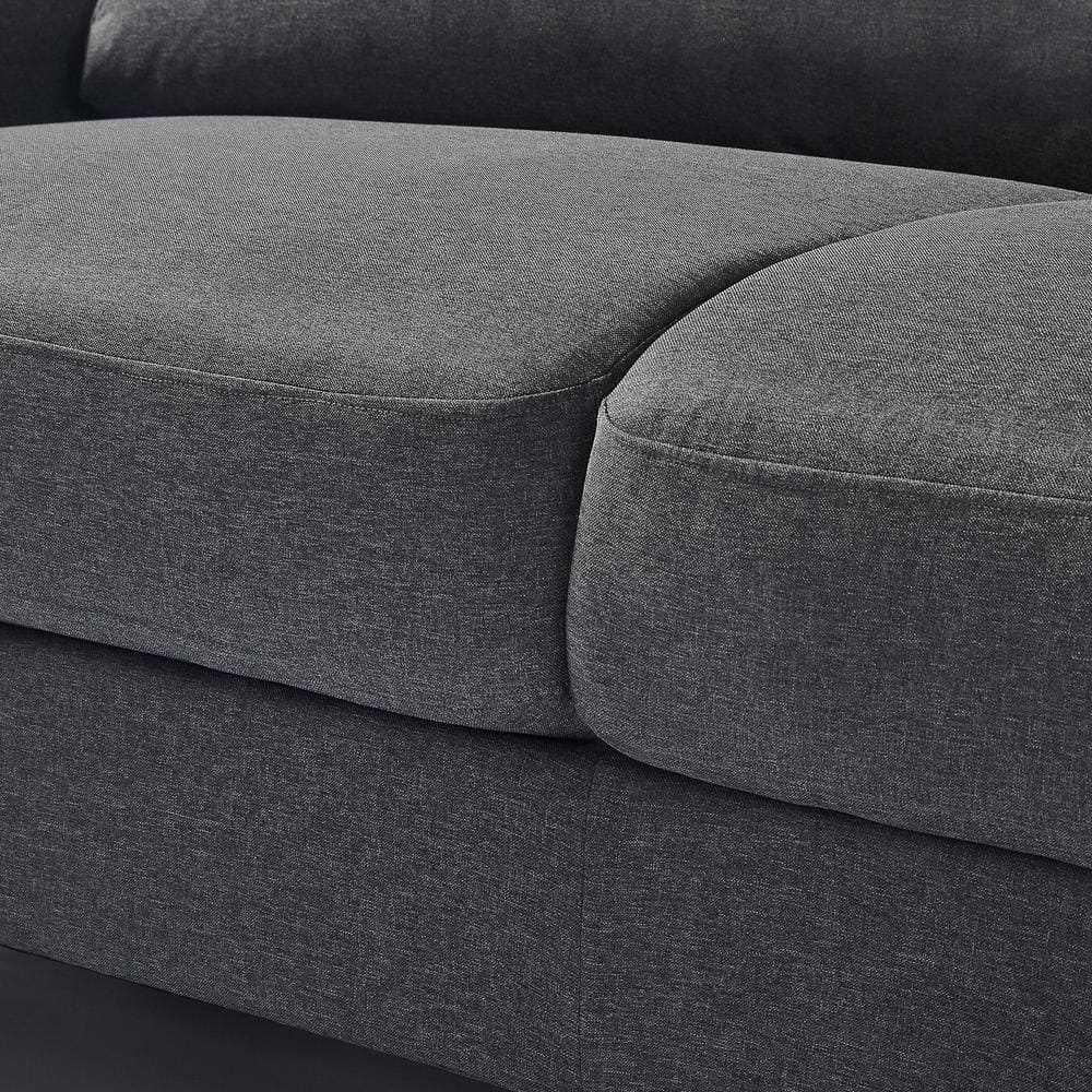45.7" Dark Grey Fabric Loveseat with Round Arms and Metal Accents