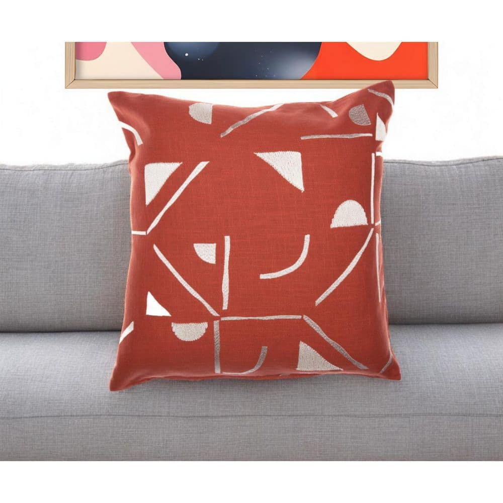 Orange, Ivory Geometric Polyester 20 in. x 20 in. Throw Pillow price history on PriceWatchPro