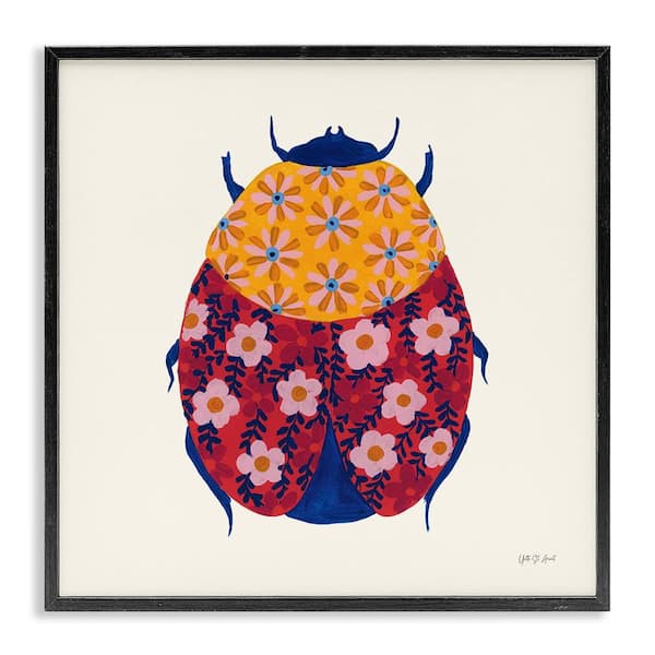 Stupell Industries Chromatic Blooming Beetle by Yvette St. Amant Black Framed Animal Giclee Art Print 17 in. x 17 in.