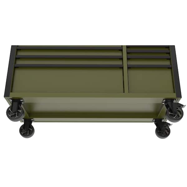 Husky Standard-Duty 52 in. W 10-Drawer Matte Army Green Mobile