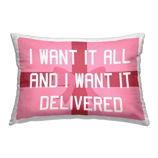Gifts Delivered Funny Christmas Pink Rectangular Outdoor Throw Pillow