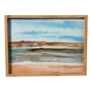 Watercolor Landscape Print with Rustic Wood Framed Abstract Art Print 18 in. x 24 in.