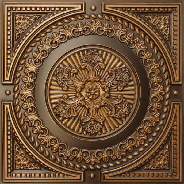 Falkirk Perth Antique Gold 2 ft. x 2 ft. Decorative Rustic Glue Up or Lay In Ceiling Tile (200 sq. ft./case)