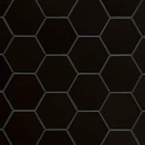 Hedron Hexagon 4 in. x 5 in. Matte Black Ceramic Wall Tile (5.38 sq. ft./Case)