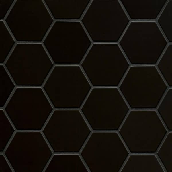 Bedrosians Hedron Hexagon 4 in. x 5 in. Matte Black Ceramic Wall Tile (5.38 sq. ft./Case)