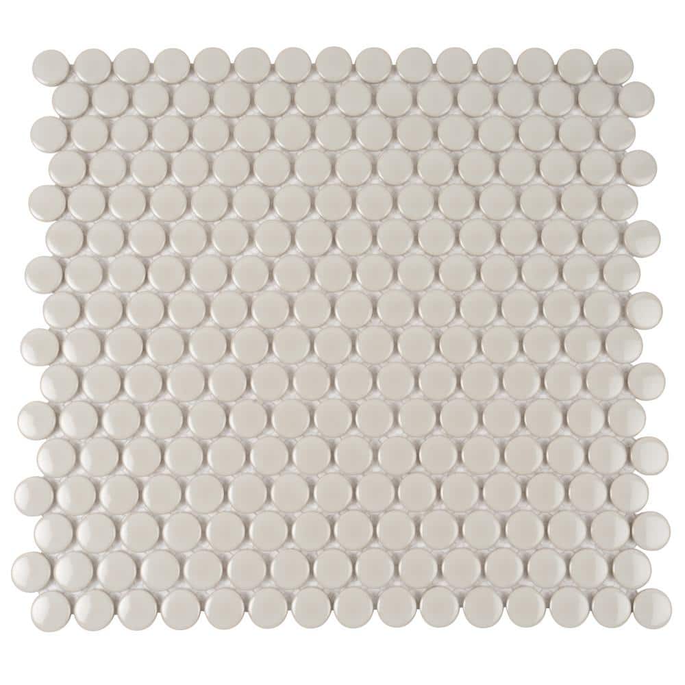 Portland Gray Glossy Porcelain Penny Round Mosaic Tile