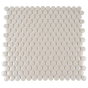 Cirkel Gray 11.46 in. x 12.4 in. Glossy Porcelain Mosaic Wall and Floor Tile (9.87 sq. ft./case) (10-pack)