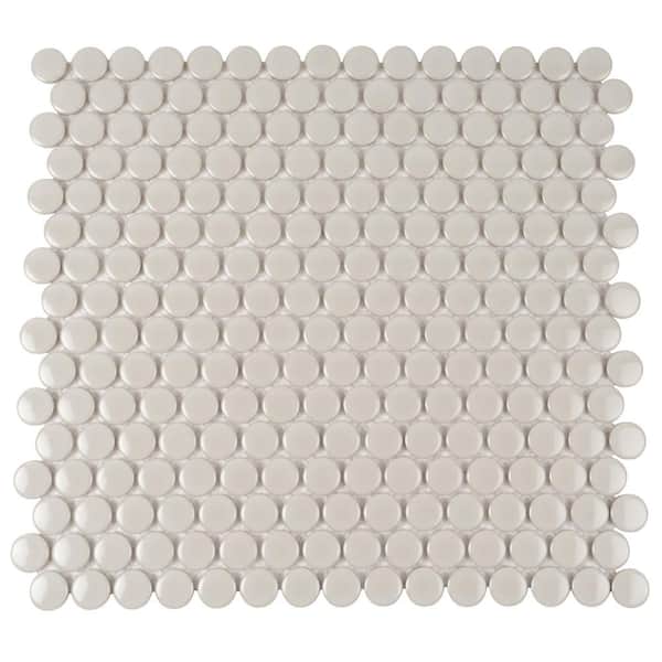 Apollo Tile Cirkel Gray 11.46 in. x 12.4 in. Glossy Porcelain Mosaic Wall and Floor Tile (9.87 sq. ft./case) (10-pack)