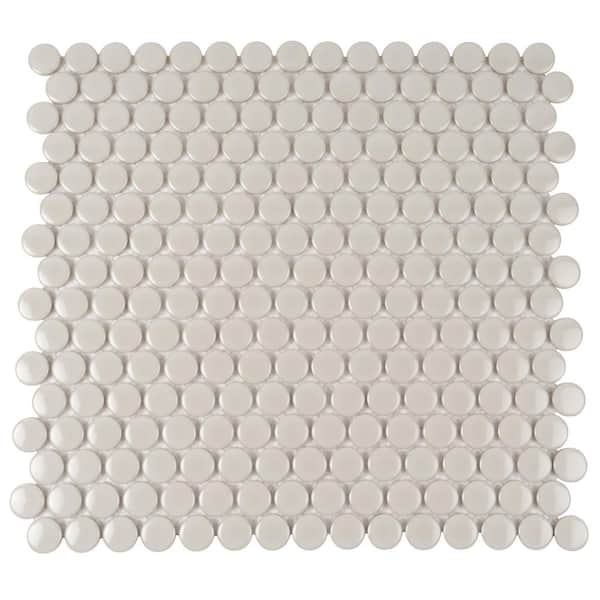 Apollo Tile Cirkel 4 in. x 5 in. Glossy Gray Porcelain Mosaic Wall and Floor Sample Tile (0.14 sq. ft./Case) (1-Pack)