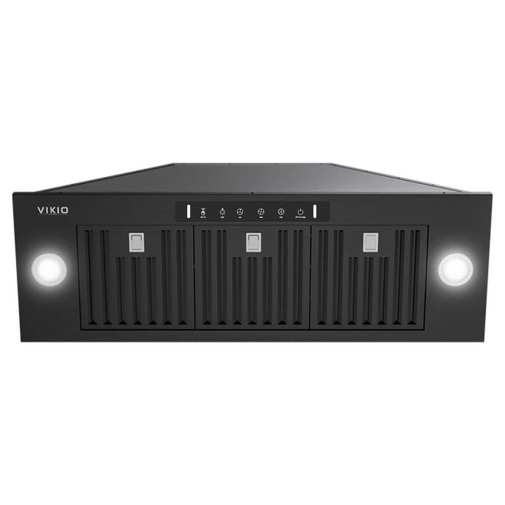 36 in. 900CFM Ductless Convertible Insert Range Hood in Black Stainless Steel with LED Light Gesture Sensing and Filter