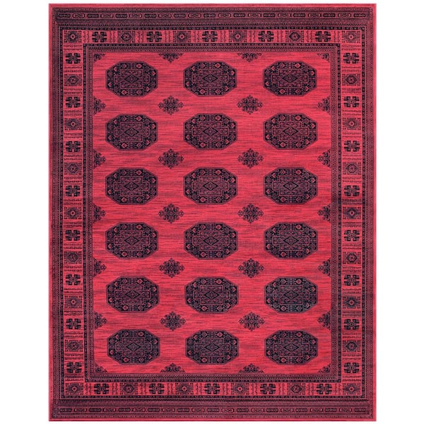 Sams International Sonoma Bijan Red and Black 3 ft. 11 in. x 5 ft. 7 in. Border Viscose Area Rug