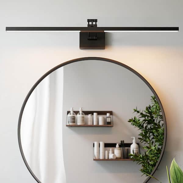 36 in. 1-Light Matte Black Bathroom 3CCT Modern LED Vanity Light Fixture with 360° Rotatable Head and Swing Arm