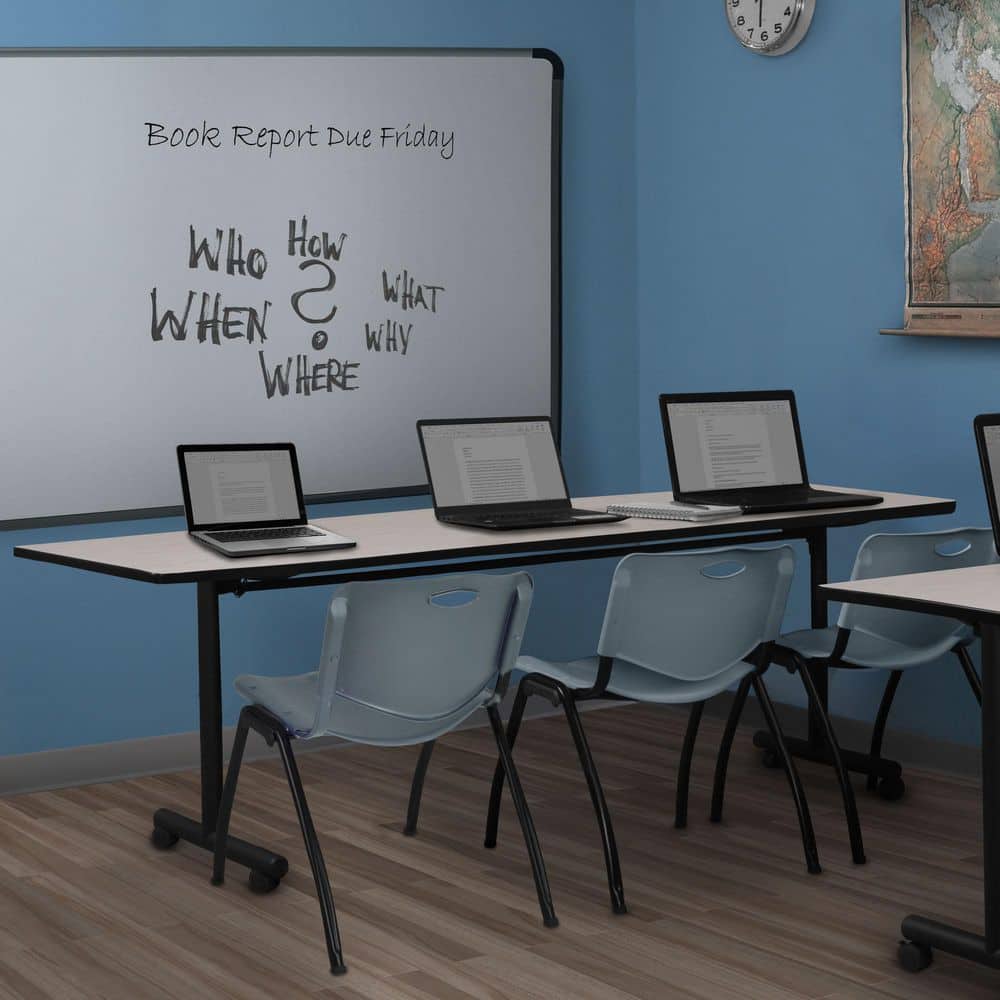 Kobe 84 in. x 24 in. Maple Flip-Top Training Nesting Table Desk, 2 M Stack Chairs-Grey price history on PriceWatchPro