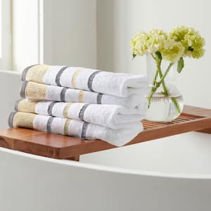 Gold / Grey Premium Cotton 4-Pack Decorative Hand Towel Set