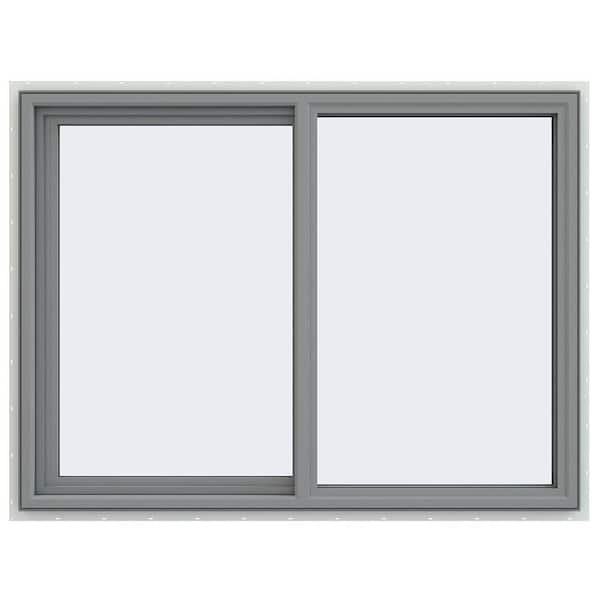 JELD-WEN 47.5 in. x 35.5 in. V-4500 Series Gray Painted Vinyl Left-Handed Sliding Window with Fiberglass Mesh Screen