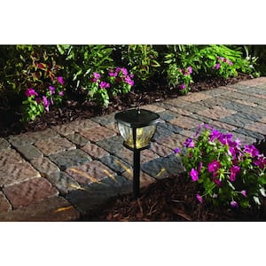 Solar Bronze Outdoor Integrated LED Square Landscape Path Light with Water Glass Patterned Lens (2-Pack)