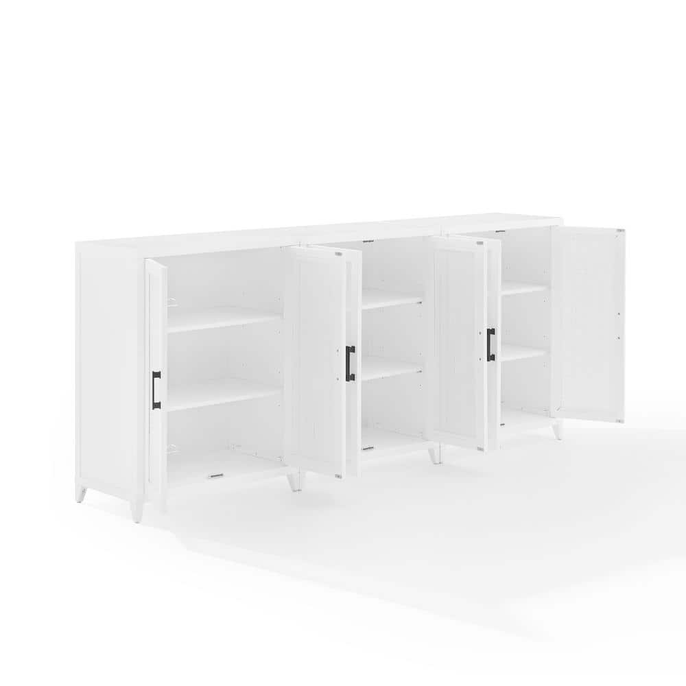 Milo 84" White Woven Entertainment Center with Cabinets