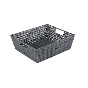 5 in. x 13 in. Gray Shelf Storage Rattan Tote Basket