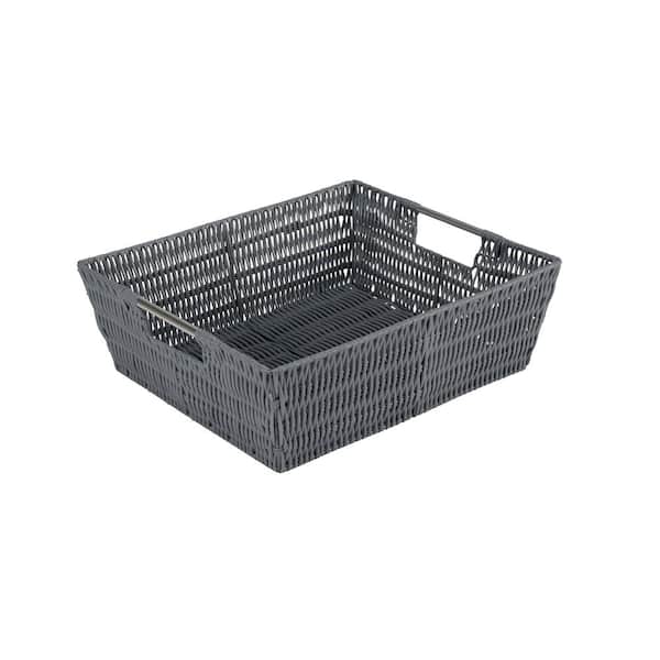 Seville Classics 13.25 in. D x 13.25 in. W x 8 in. H Tan Plastic Handwoven  Wicker Foldable Cube Storage 2-Pack Closet System Basket WEB653 - The Home  Depot