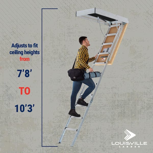 Energy Efficient 7 ft. 8 in.- 10 ft. 3 in. Insulated Aluminum Attic Ladder 30 in. x 54 in. (Opening) 375 lbs. Load Cap.