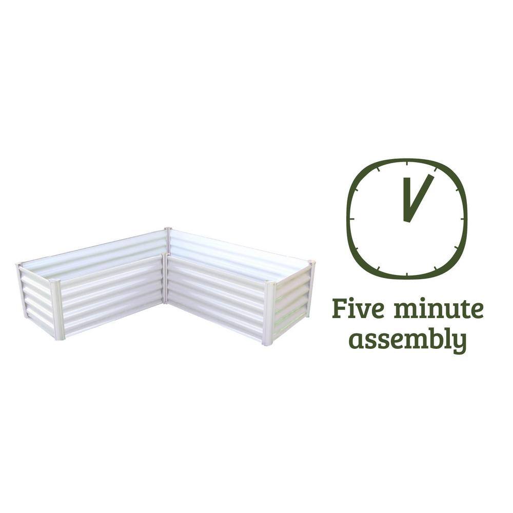 Surfmist White L-Shaped Galvanized Steel Raised Garden Bed