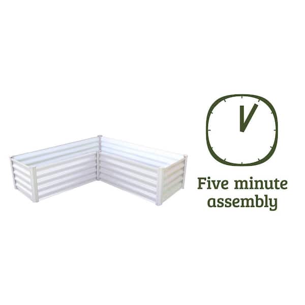 59 in. W x 59 in. D x 16 in. H Surfmist White Galvanized Steel Metal Raised Garden Bed