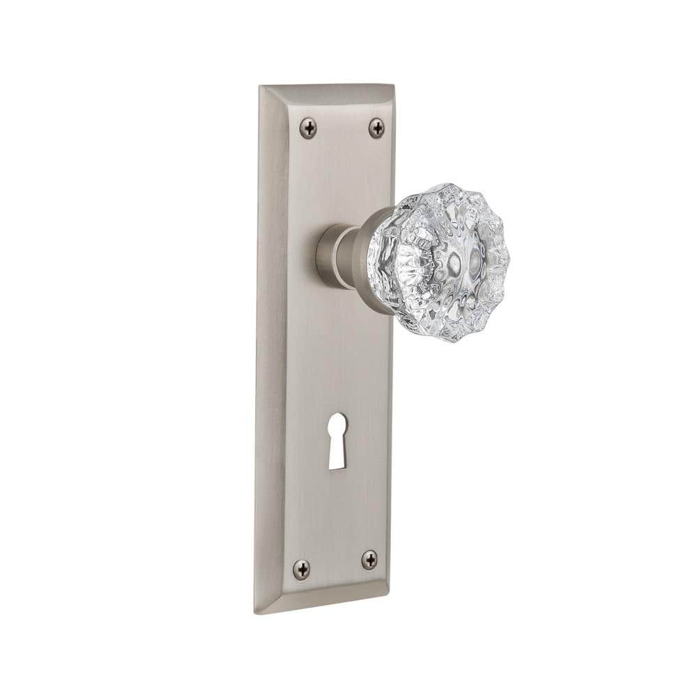 Nostalgic Warehouse 727490 Mission Plate Interior Mortise Crystal Black Glass Door Knob in Satin Nickel 2.25 with Keyhole Nostalgic Warehouse 727490 Mission Plate Interior Mortise Crystal Black Glass Door Knob in Satin Nickel 2.25 with Keyhole