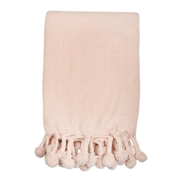 Storied Home Pink Cotton Throw Blanket EC0424 The Home Depot