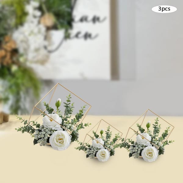 YIYIBYUS Metal Hexagon Shaped Geometric Design Flower Stand Iron Vase for Wedding  Decoration Gold Cube Display Rack (3 pcs) JJOUBWF9WDZJ8 - The Home Depot