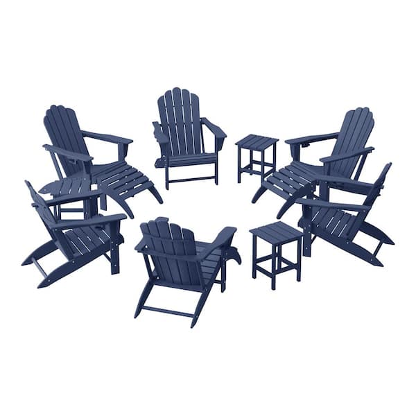 WESTIN OUTDOOR Aderson 12-Piece All Weather Fade Resistant Outdoor Patio Plastic Adirondack Chair Conversation Lounge Set in Navy Blue