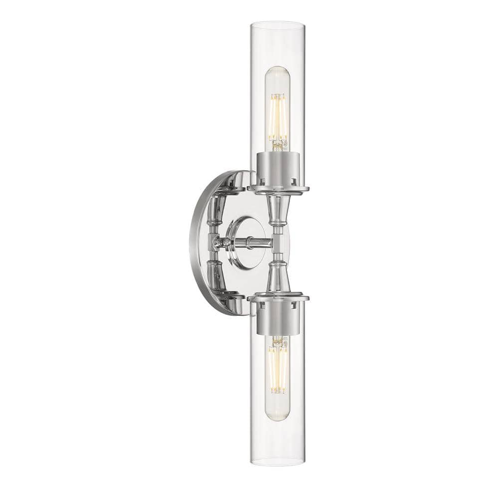Modina 19.5 in. 2 -Light Chrome Finish Wall Sconce with Clear Glass price history on PriceWatchPro