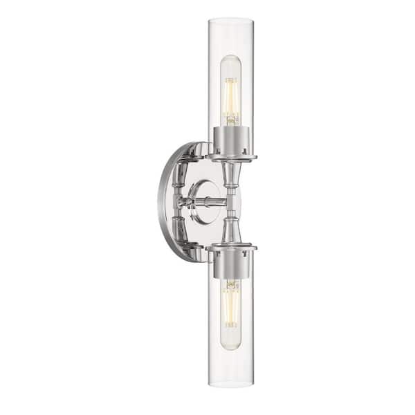 CRAFTMADE Modina 19.5 in. 2 -Light Chrome Finish Wall Sconce with Clear Glass
