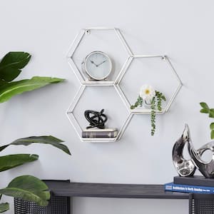 Silver Hexagon 3 Marble Shelves Marble Wall Shelf