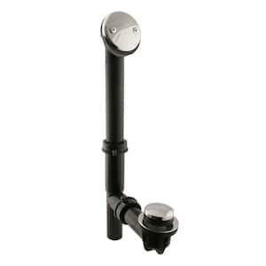 14 in. Black Poly Bath Waste & Overflow with Tip-Toe Drain Plug and 2-Hole Faceplate, Polished Nickel