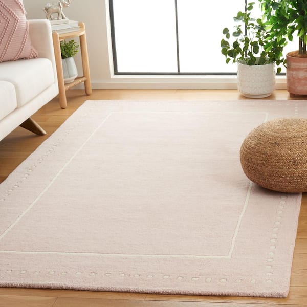 Bella Light Pink/Ivory 5 ft. x 5 ft. Square Border Area Rug