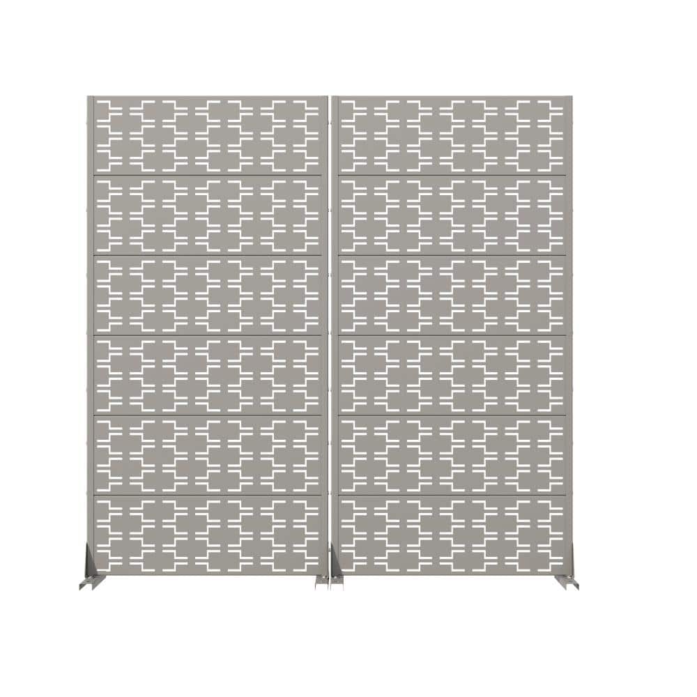 72 in. H x 35.5 in. W Outdoor Gray Galvanized Steel Decorative Garden Fence Privacy Screen (2-Pack) price history on PriceWatchPro