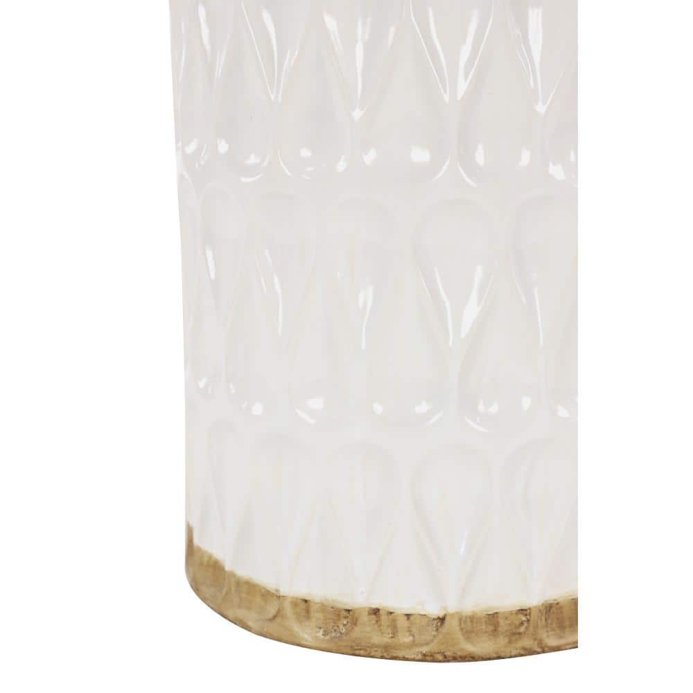 White and Brown Geometric Porcelain Table Vase