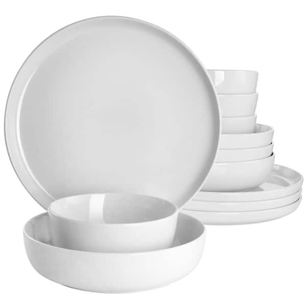 Gibson Home Avisala 12-Piece White Fine Ceramic Dinnerware Set