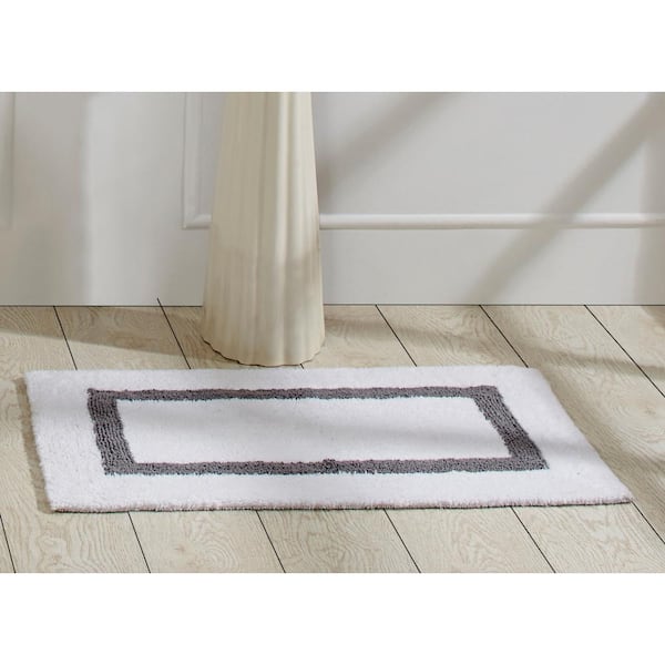 Better Trends Hotel Collection White/Gray 17 in. x 24 in. 100% Cotton Bath Rug