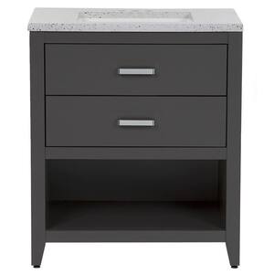 Staghorn 30.5 in. W x 18.75 in. D x 35.6 in. H Bathroom Vanity in Shale Gray with Silver Ash Solid Surface Top