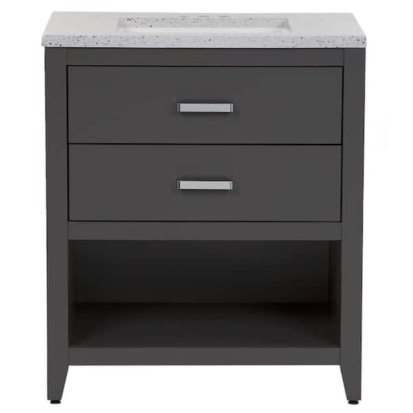 Staghorn 31 in. Single Sink Shale Gray Bath Vanity with Silver Ash Cultured Marble Top (Assembled)